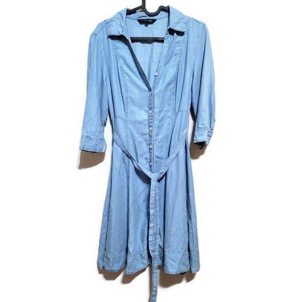 La Chapelle Women's Blue Long Sleeve Button Oversized Denim Dress Size S